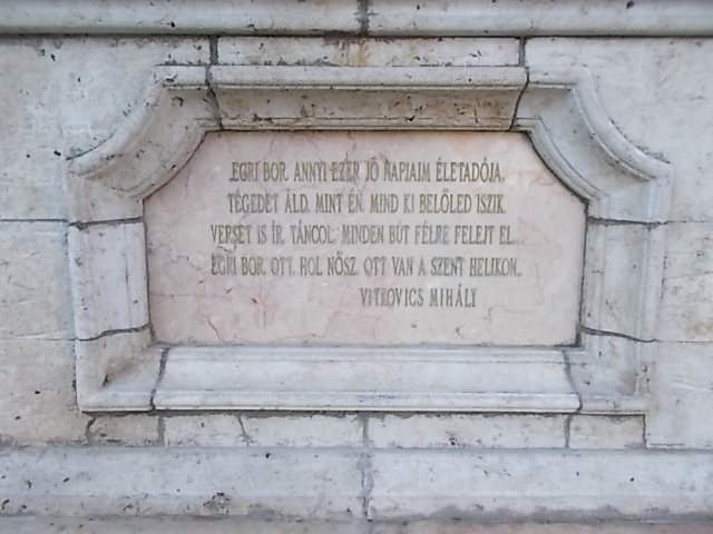 Water well with Mihály Vitkovics quotation in Szépasszonyvölgy Eger 2016 Hungary